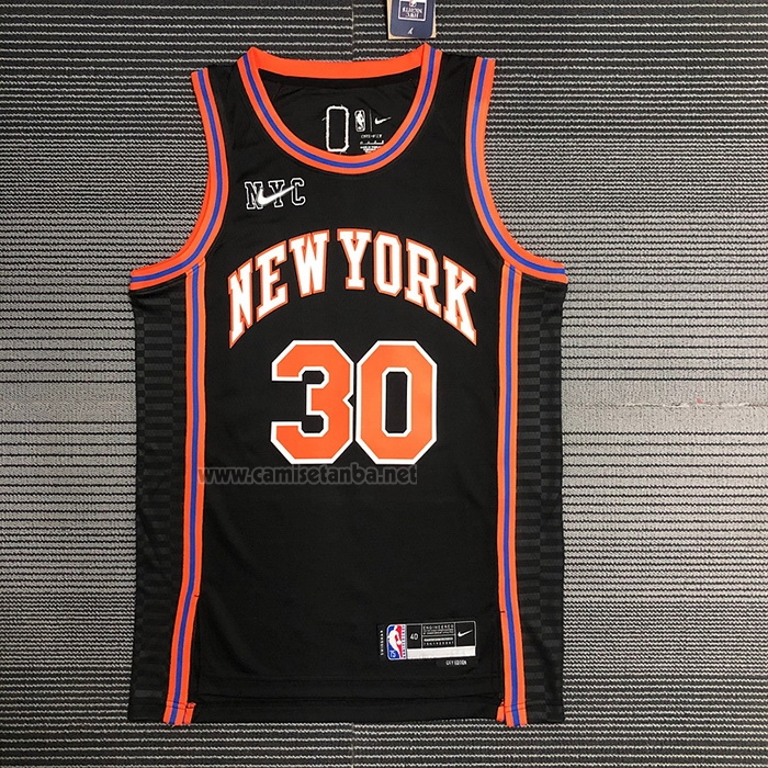 Camiseta New York Knicks Julius Randl #30 Ciudad 2021-22 Negro
